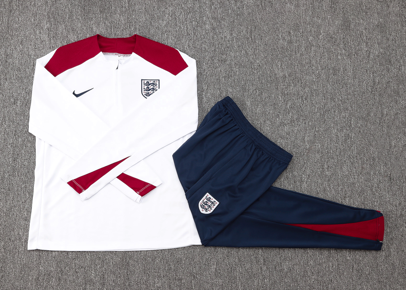 2024/2025 England Half-Pull Training Wear White Football Shirt Kids Size - Image 5