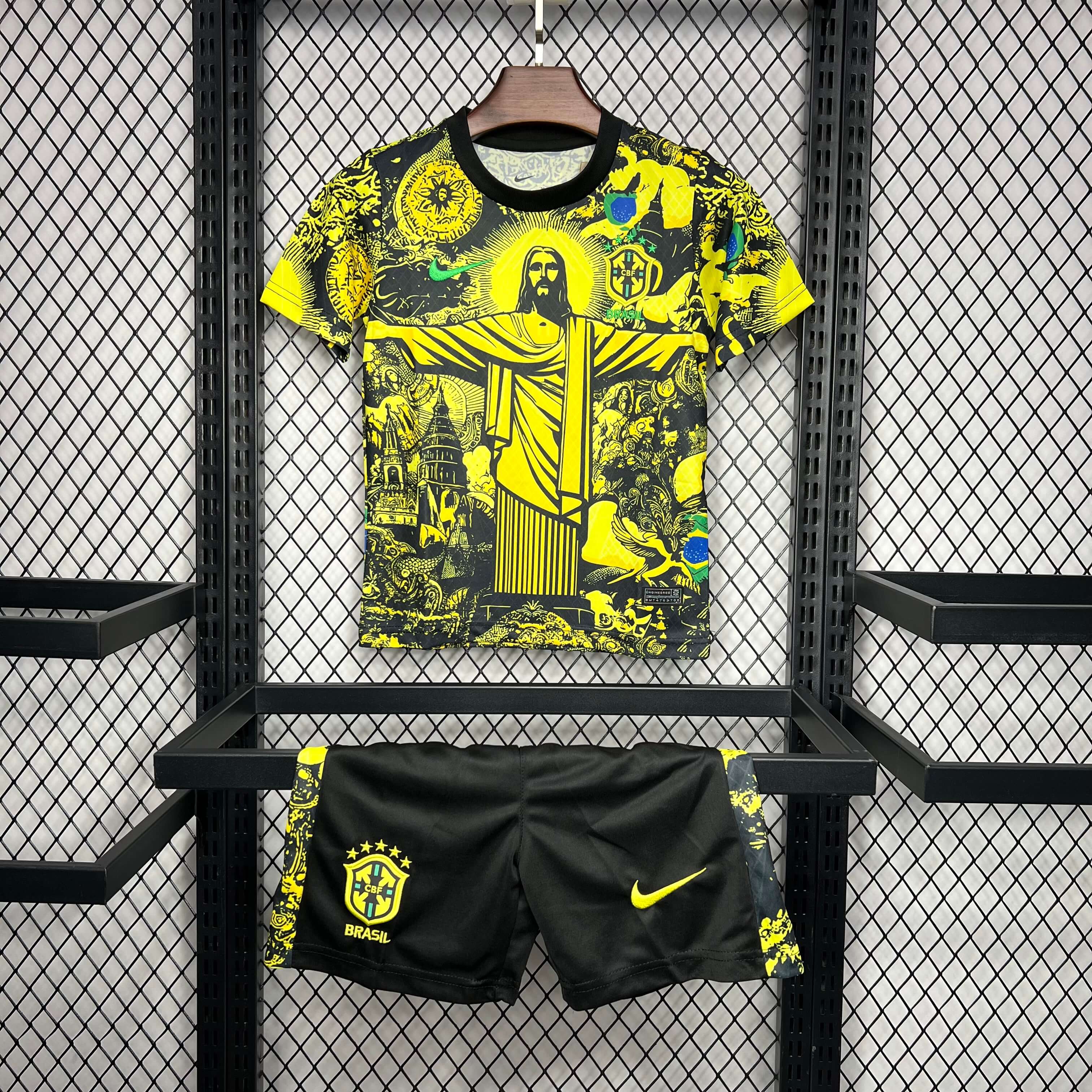2024 Brazil Yellow Football Shirt Kids Size 1:1 Thai Quality