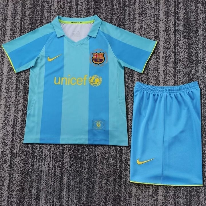2007/2008 Retro Barcelona Away Football Shirt Kids Size 1:1 Thai Quality