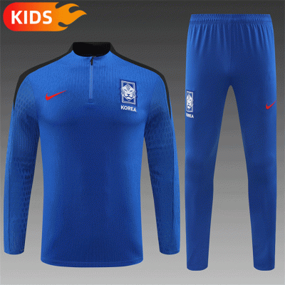 2024/2025 South Korea Half-Pull Training Wear Dark Blue Football Shirt Kids Size