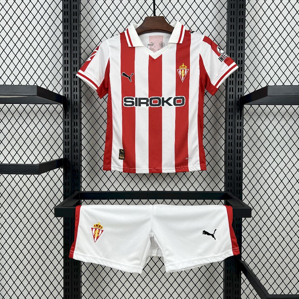 2025/2026 Sporting de Gijon Home Football Shirt Kids Size 1:1 Thai Quality