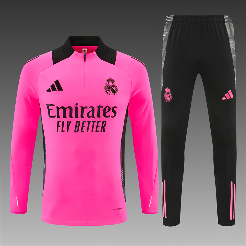 2024/2025 Real Madrid Half-Pull Training Wear Rose red Football Shirt