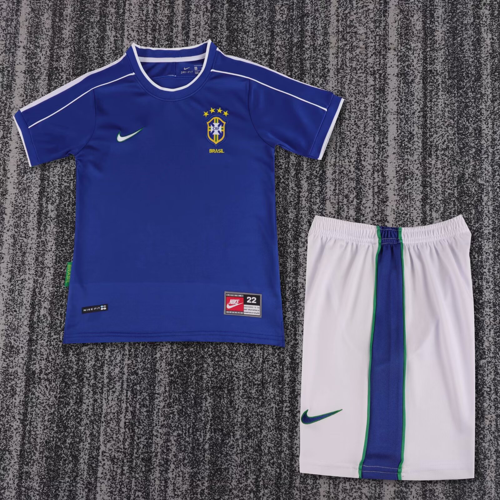1998 Retro Brazil Away Football Shirt Kids Size 1:1 Thai Quality