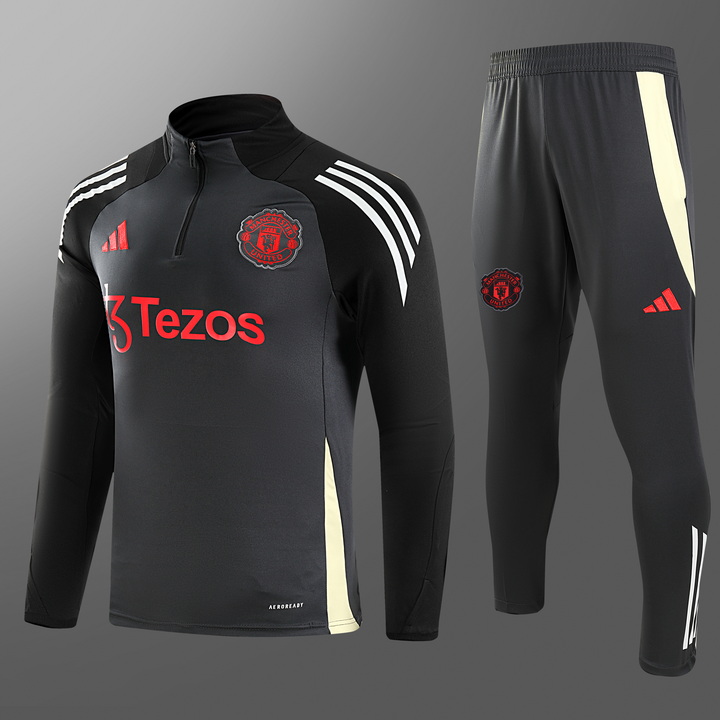 2024/2025 Manchester United Half-Pull Training Wear Black Football Shirt