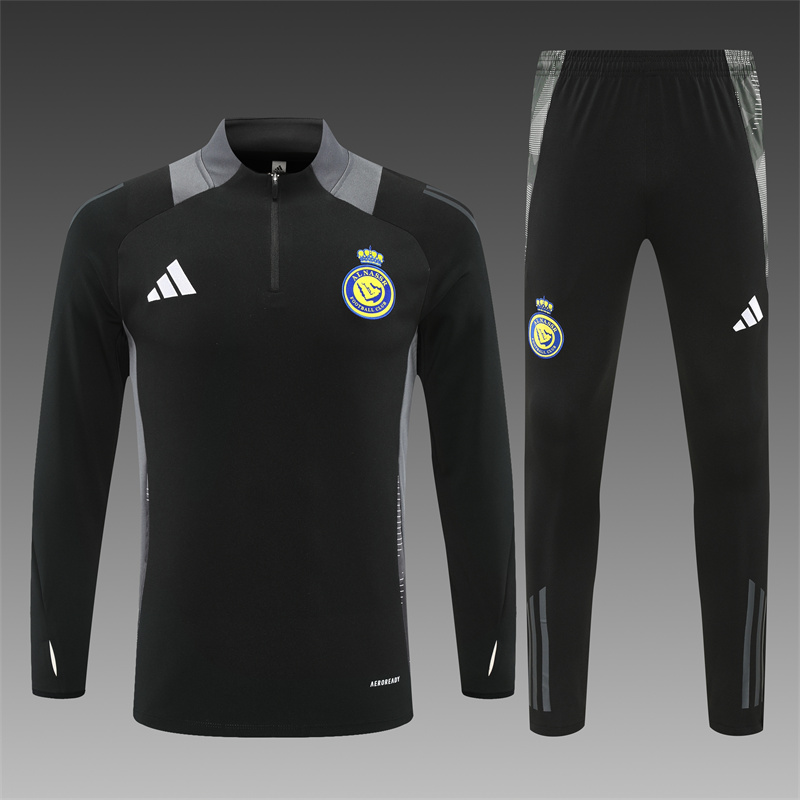 2024/2025 Al-Nassr Half-Pull Training Wear Black Football Shirt
