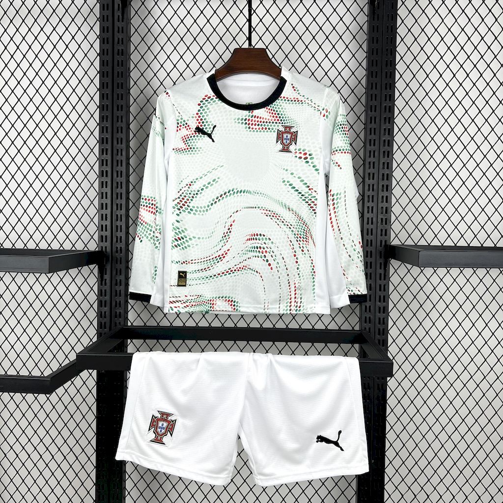 2025 Long Sleeve Portugal Away Football Shirt Kids Size 1:1 Thai Quality