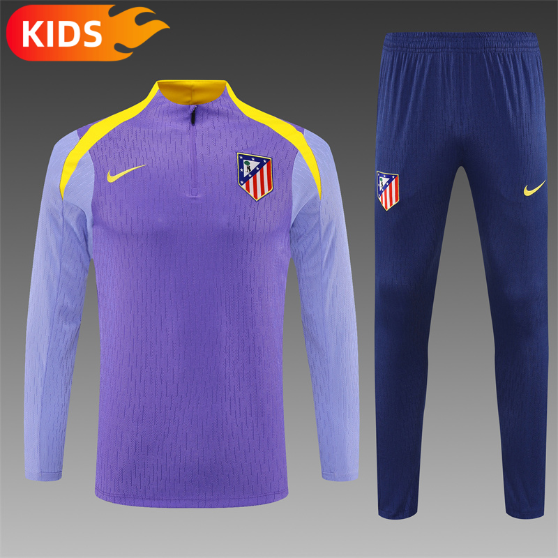 2025/2026 Atletico Madrid Half-Pull Training Wear Football Shirt Kids Size