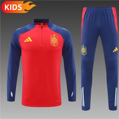 2024/2025 Spain Half-Pull Training Wear Red Football Shirt Kids Size