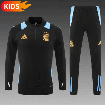 2024/2025 Argentina Half-Pull Training Wear Black Football Shirt Kids Size