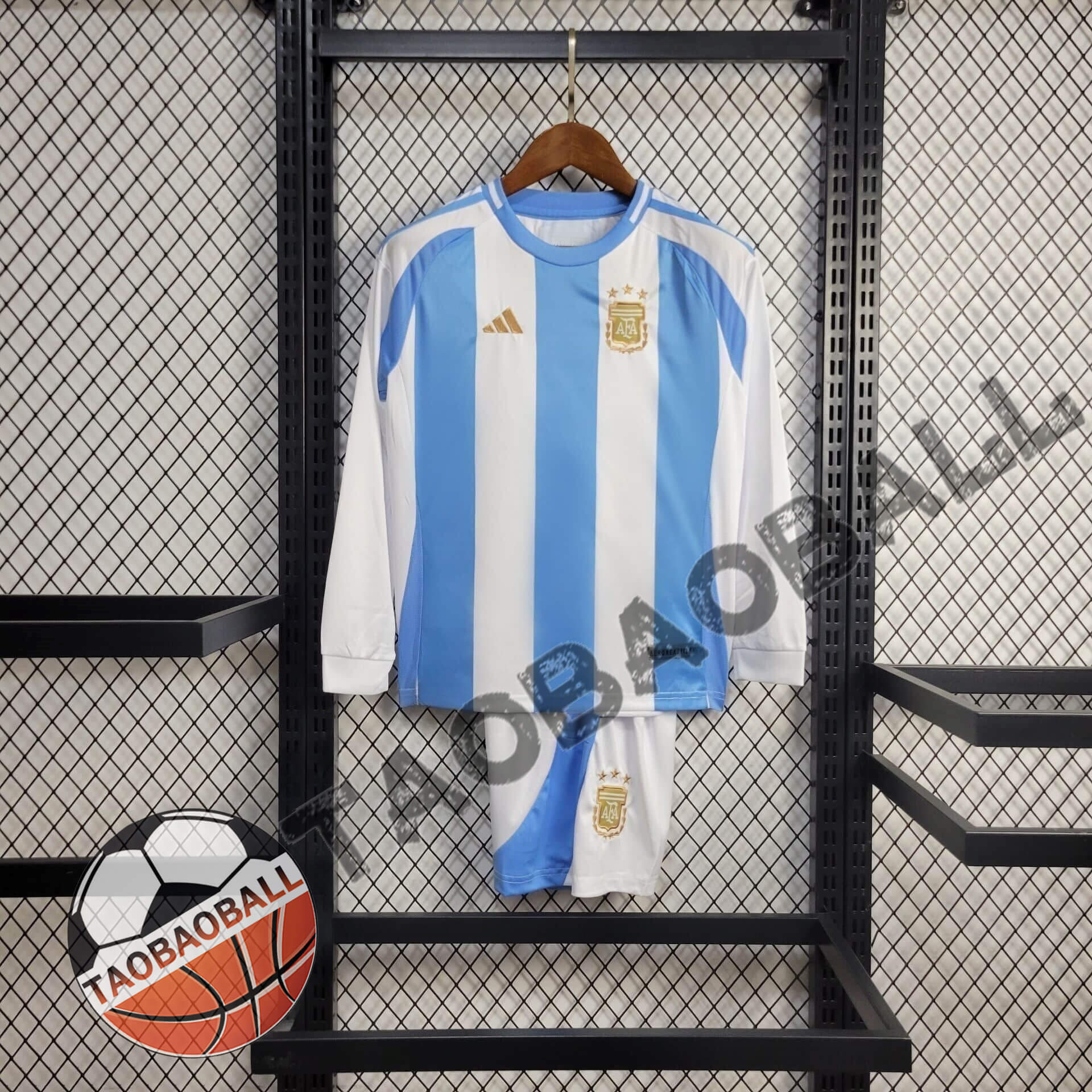 2024 Long Sleeve Argentina Home Football Shirt Kids Size 1:1 Thai Quality