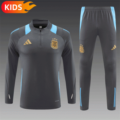2024/2025 Argentina Half-Pull Training Wear Dark Gray Football Shirt Kids Size