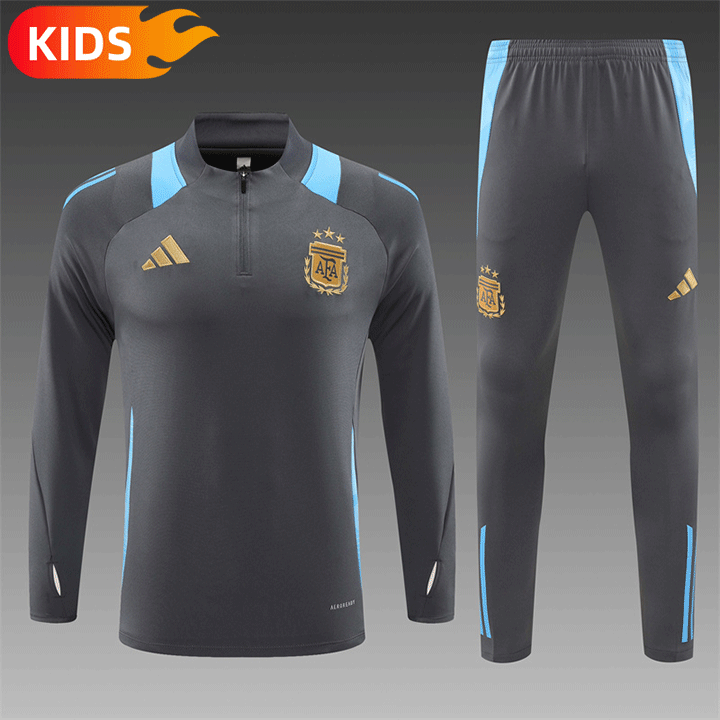 464dce588fe71af1abf32be14480c7cb 2024/2025 Argentina Half-Pull Training Wear Dark Gray Football Shirt Kids Size