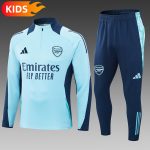 2024/2025 Arsenal Half-Pull Training Wear Light Blue Football Shirt Kids Size