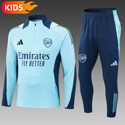 2024/2025 Arsenal Half-Pull Training Wear Light Blue Football Shirt Kids Size