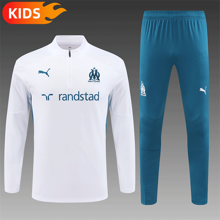 4801302a69f56a26d1c63a37a5649bed 2024/2025 Olympique Marseille Half-Pull Training Wear White Football Shirt Kids Size