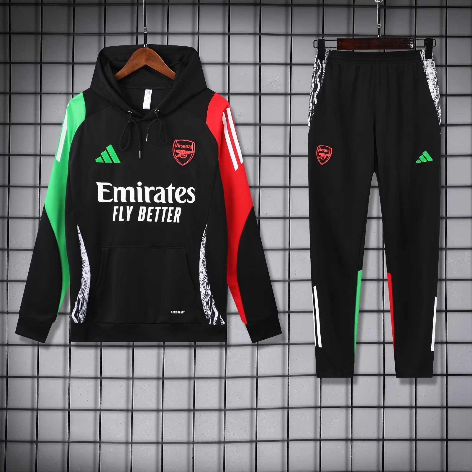 2024/2025 Arsenal Hooded Long Sleeves Training Suit Black Football Shirt