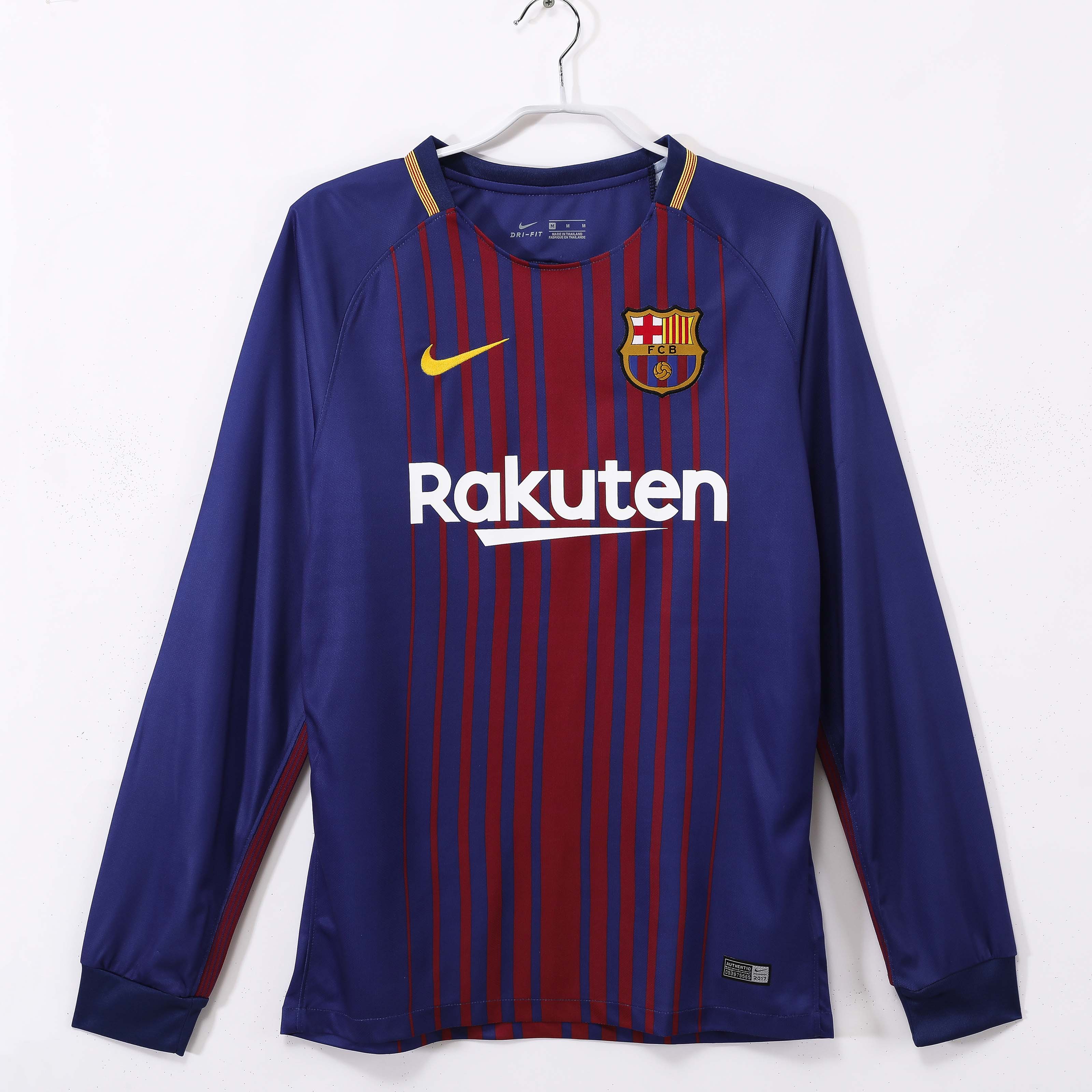 2017/2018 Retro Long Sleeve Barcelona Home Football Shirt 1:1 Thai Quality