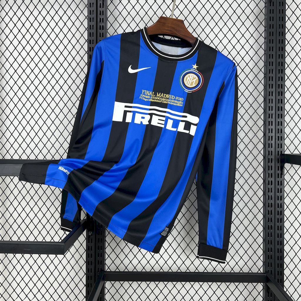 2009/2010 Retro Long Sleeve Inter Milan Home Football Shirt 1:1 Thai Qualit