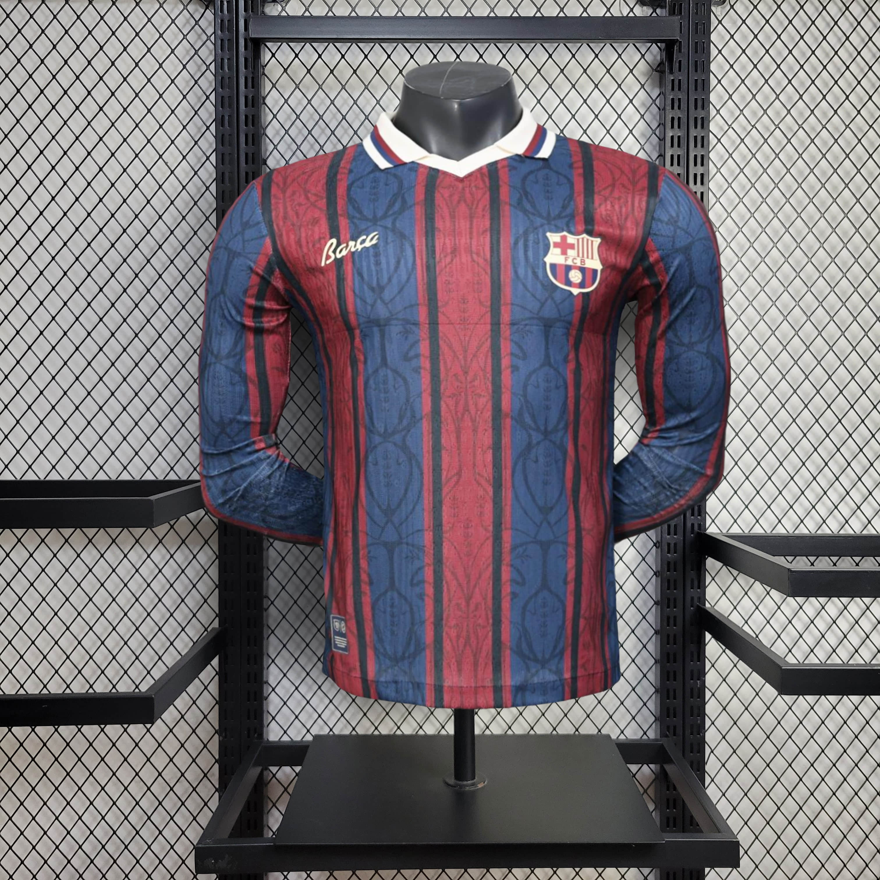 2025/2026 Long Sleeve Player Version Barcelona 125th Anniversary Football Shirt 1:1 Thai Quality