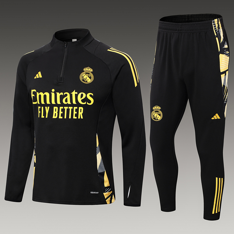 2024/2025 Real Madrid Half-Pull Training Wear Black Football Shirt