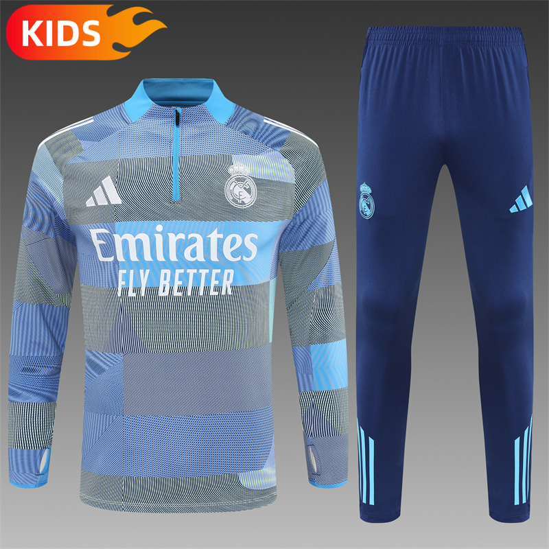 2025/2026 Real Madrid Half-Pull Training Wear Football Shirt Kids Size