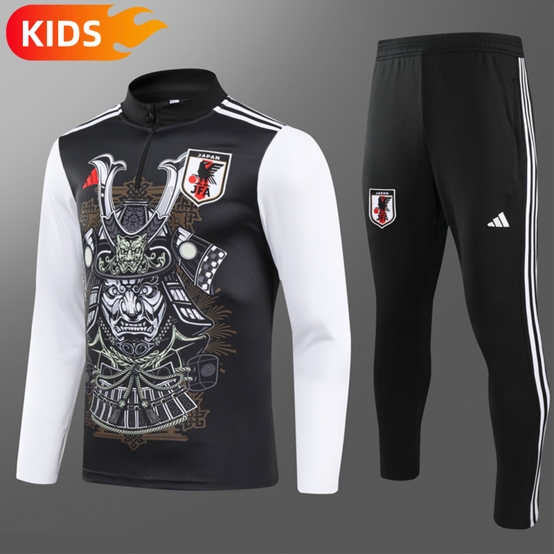 5c7ed143b3554e2bb664fed5f5074607 2024/2025 Japan Half-Pull Black Football Shirt Kids Size