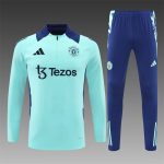 2024/2025 Manchester United Half-Pull Training Wear Lake blue Football Shirt