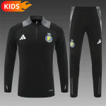 2024/2025 Al-Nassr Half-Pull Training Wear Black Football Shirt Kids Size
