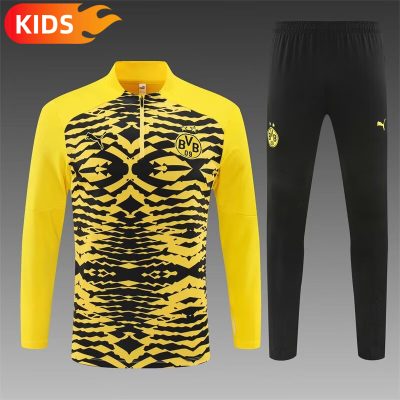 2024/2025 Dortmund Half-Pull Training Wear Yellow Football Shirt Kids Size