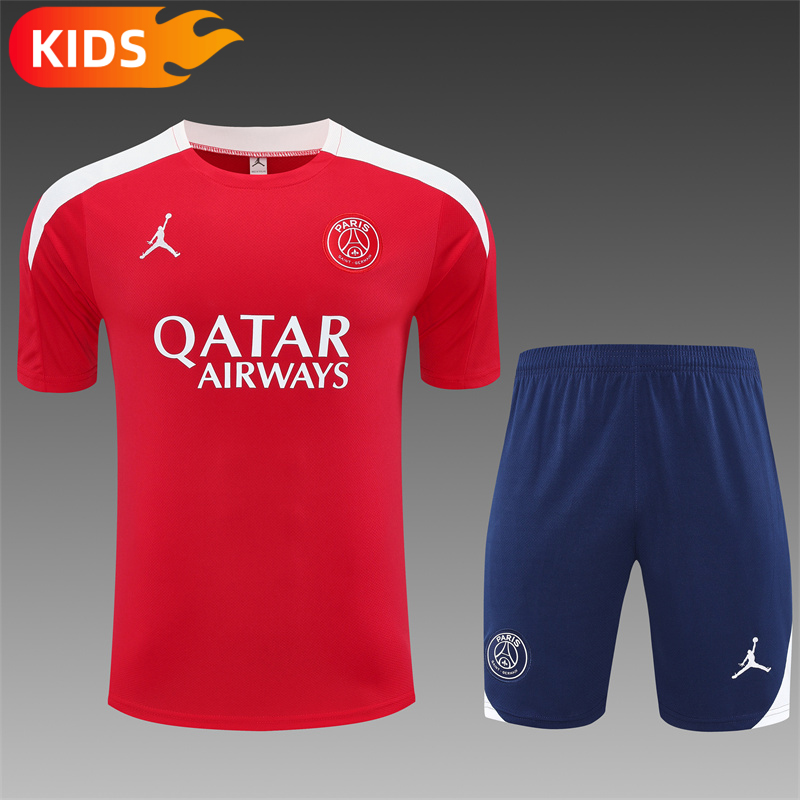 2025/2026 Paris Saint-Germain Training Wear Red Set Shirt Kids Size 1:1 Thai Quality