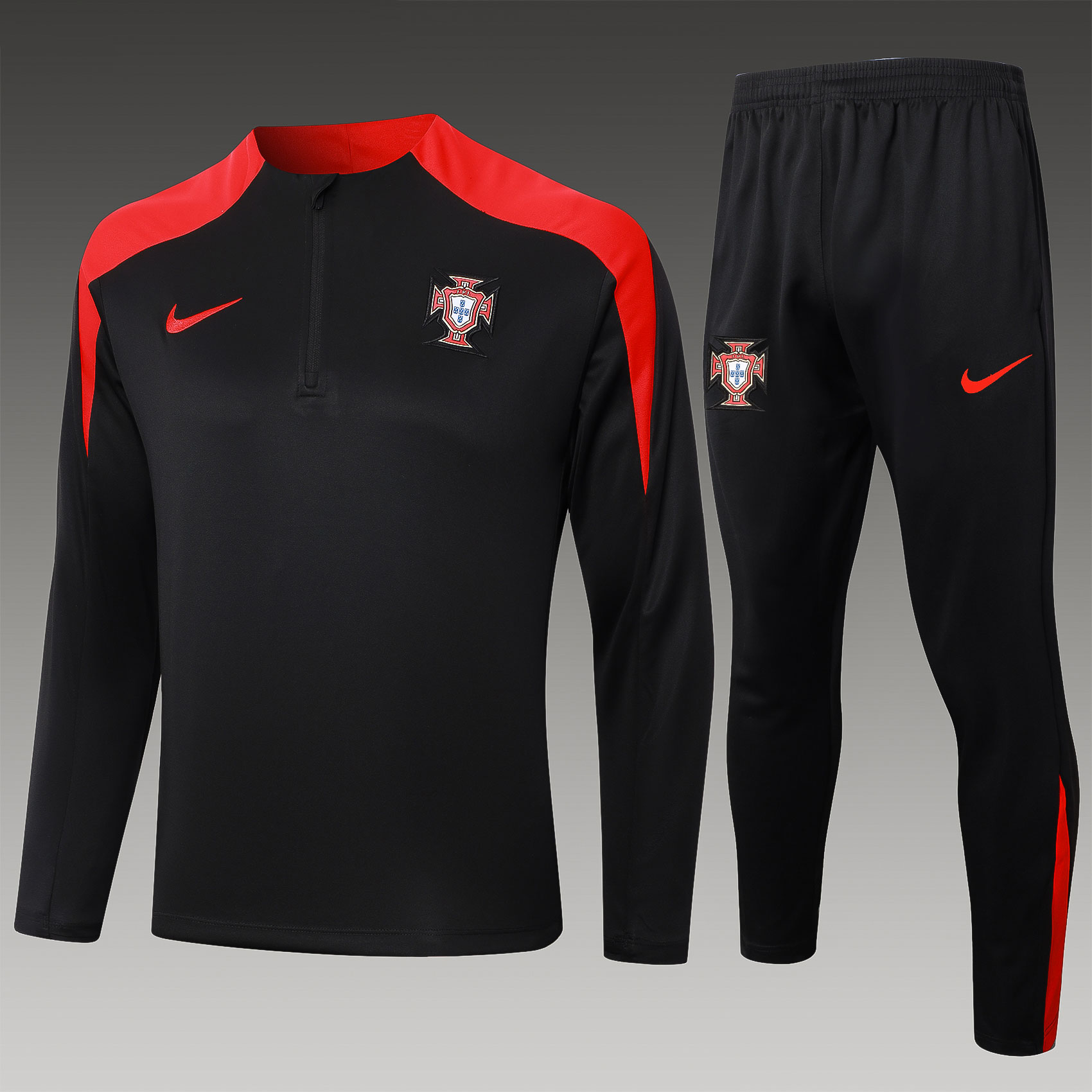 2024/2025 Portugal Half-Pull Training Wear Black Football Shirt