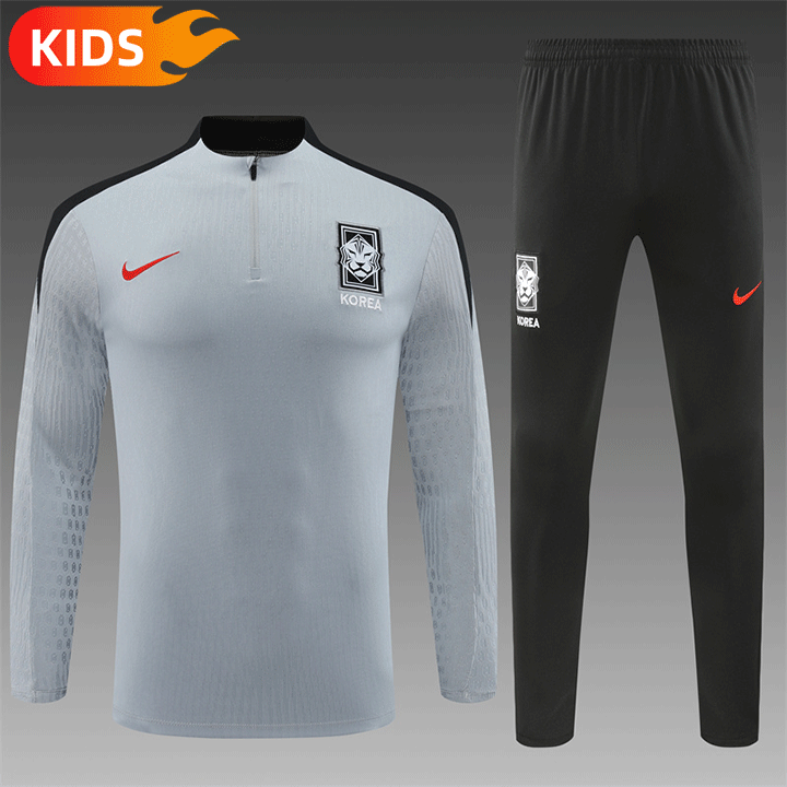 6c33cdd11b0f2b3ae4f05b946295d888 2024/2025 South Korea Half-Pull Training Wear Grey Football Shirt Kids Size