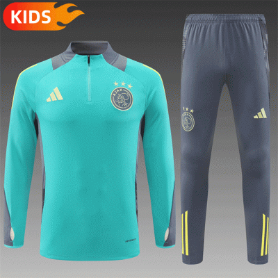 2024/2025 Ajax Half-Pull Training Wear Green Football Shirt Kids Size