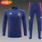 2024/2025 Spain Half-Pull Training Wear Royal Blue Football Shirt Kids Size