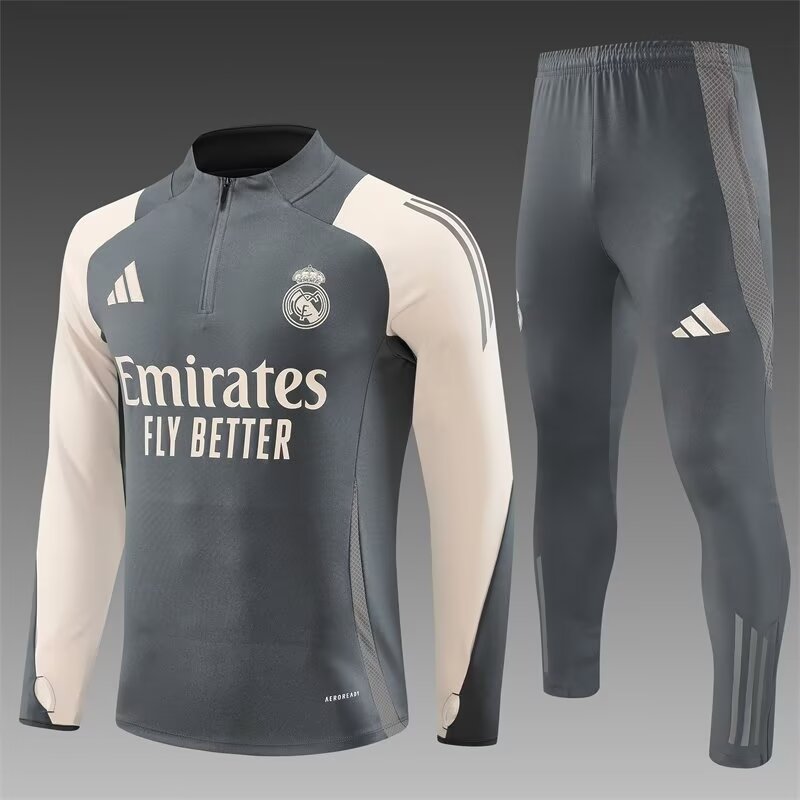 2024/2025 Real Madrid Half-Pull Training Wear Dark Gray Football Shirt