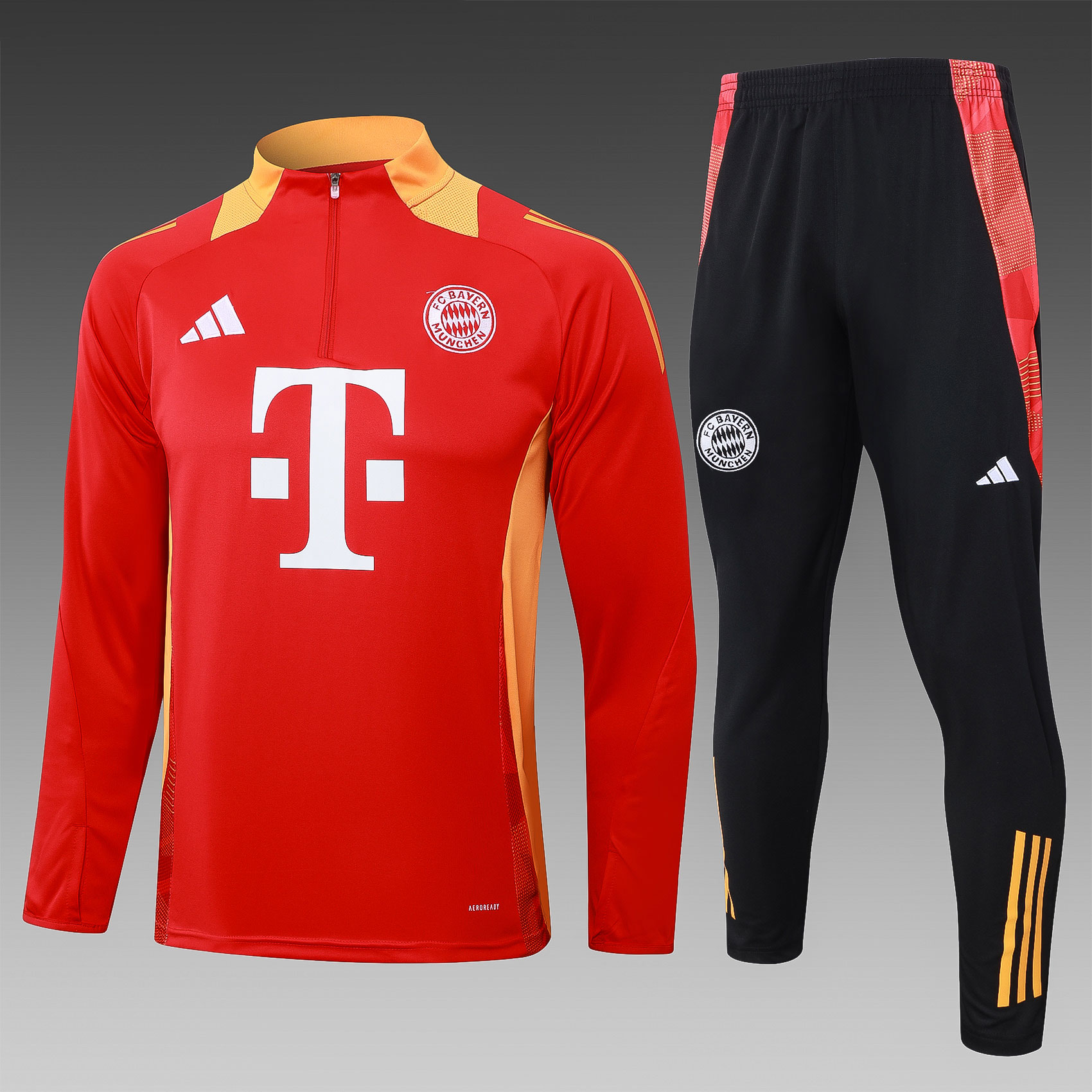 2024/2025 Bayern Munchen Half-Pull Training Wear Red Football Shirt