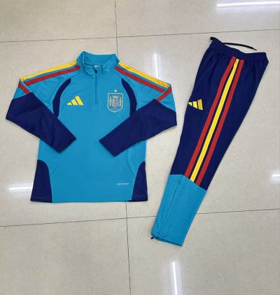 2026 Spain Half-Pull Training Wear lake blue Football Shirt