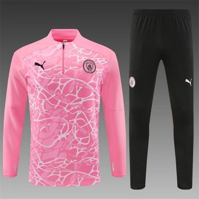 2024/2025 Manchester City Half-Pull Training Wear Pink Football Shirt