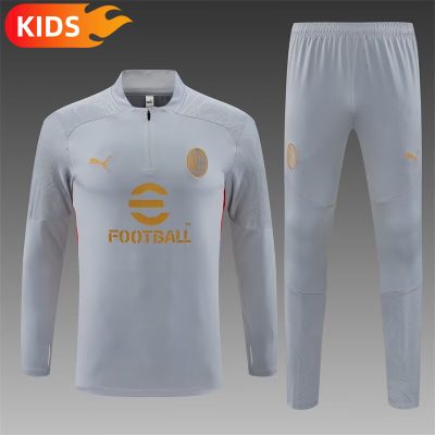2024/2025 AC Milan Half-Pull Training Wear Grey Football Shirt Kids Size