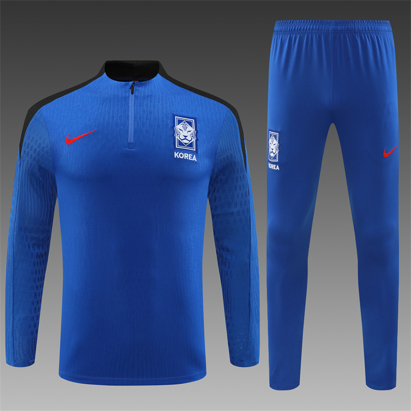 2024/2025 South Korea Half-Pull Training Wear Dark Blue Football Shirt