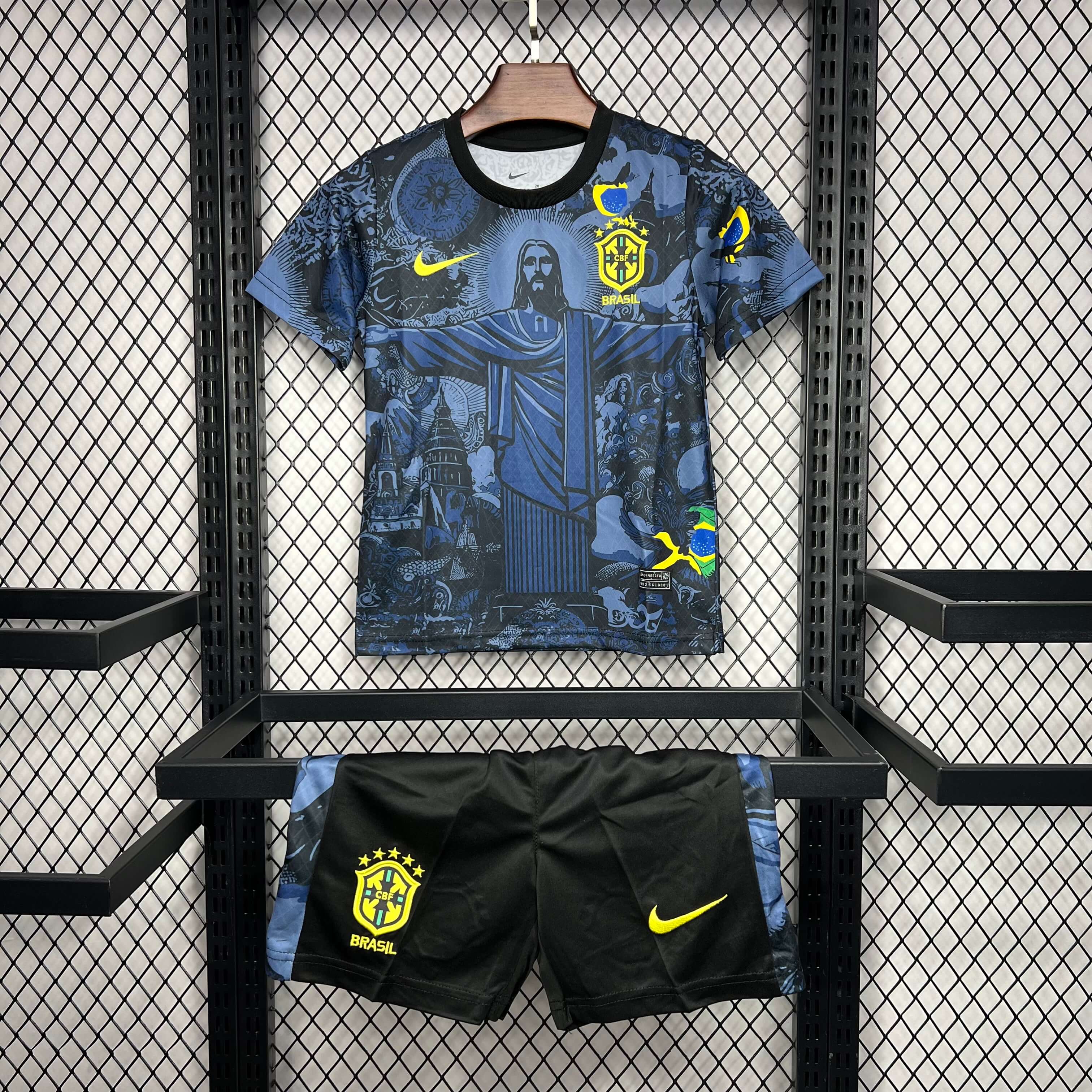 2024 Brazil Blue Football Shirt Kids Size 1:1 Thai Quality