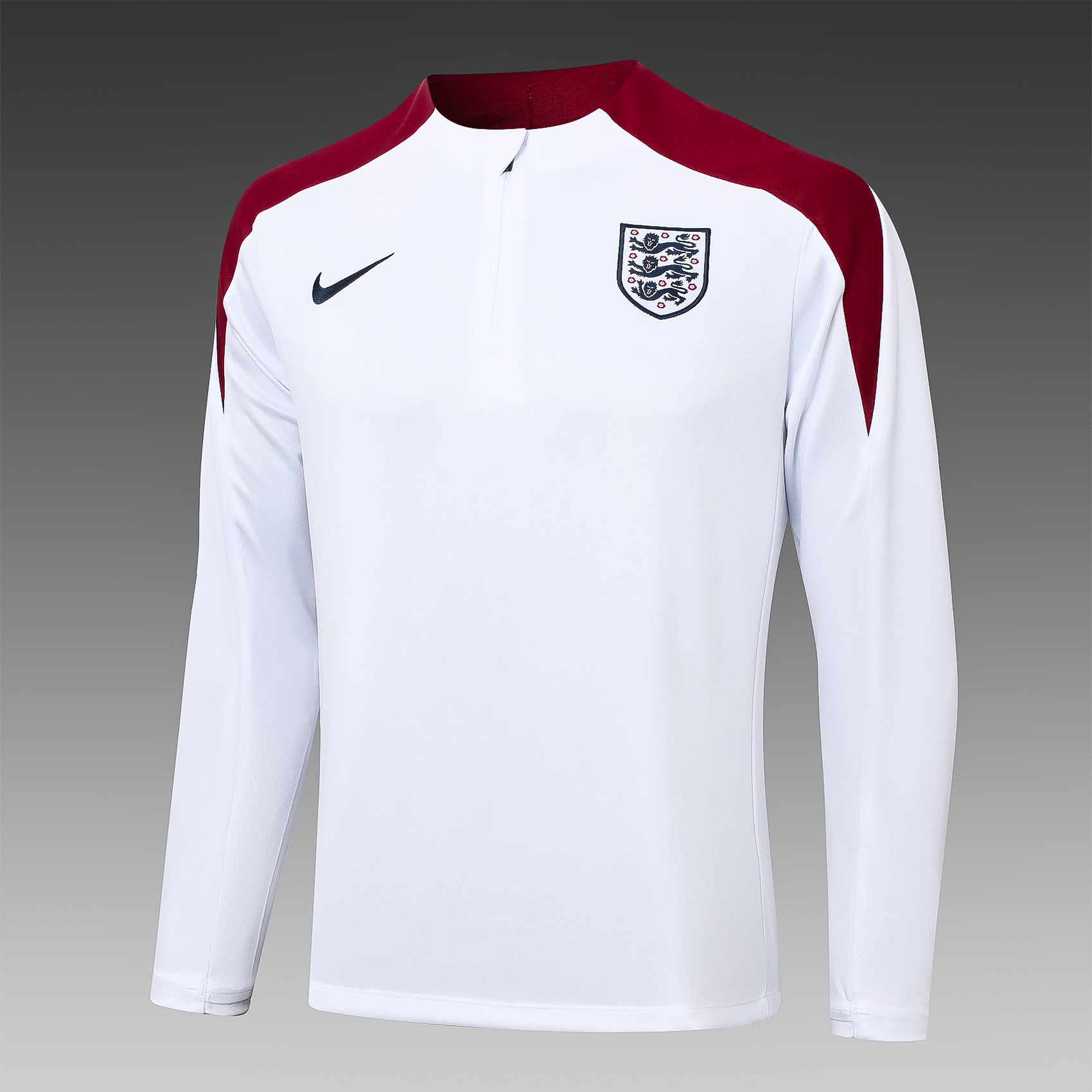 2024/2025 England Half-Pull Training Wear White Football Shirt Kids Size - Image 3
