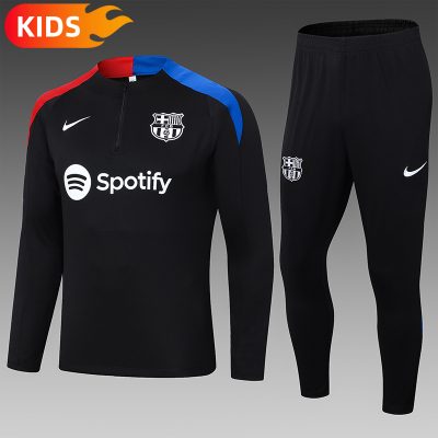 2024/2025 Barcelona Half-Pull Training Suit Black Football Shirt Kids Size