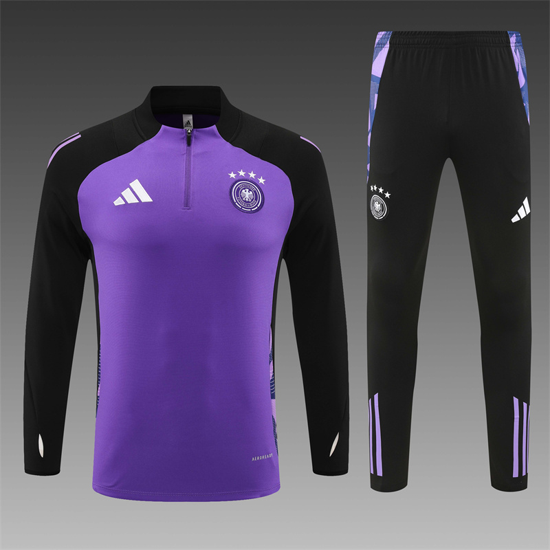 8192927e866cffbe4fe9c1a2505ec77a 2024/2025 Germany Half-Pull Training Wear Purple Football Shirt