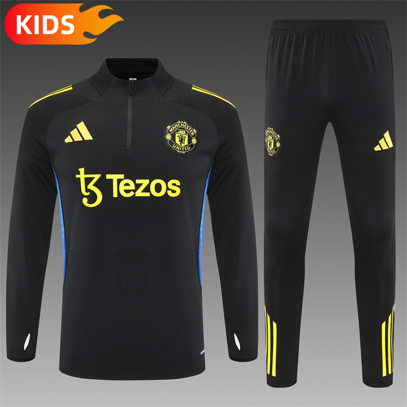 2025/2026 Manchester United Half-Pull Training Wear Football Shirt Kids Size