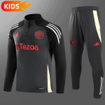 2024/2025 Manchester United Half-Pull Training Wear Black Football Shirt Kids Size