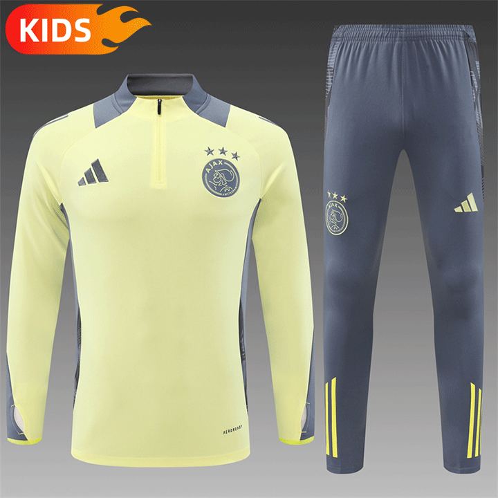 88880f423a1afb605e84684041605f6f 2024/2025 Ajax Half-Pull Training Wear Yellow Football Shirt Kids Size