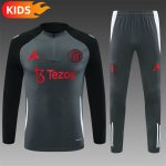 2024/2025 Manchester United Half-Pull Training Wear Dark Gray Football Shirt Kids Size