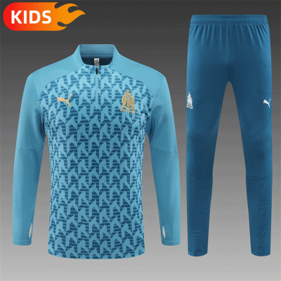 2024/2025 Olympique Marseille Half-Pull Training Wear Green Football Shirt Kids Size