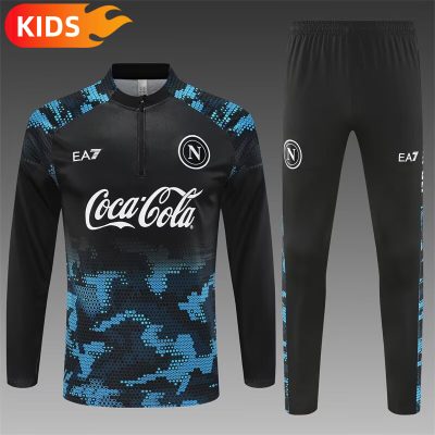 2024/2025 Napoli Half-Pull Training Wear Black Football Shirt Kids Size